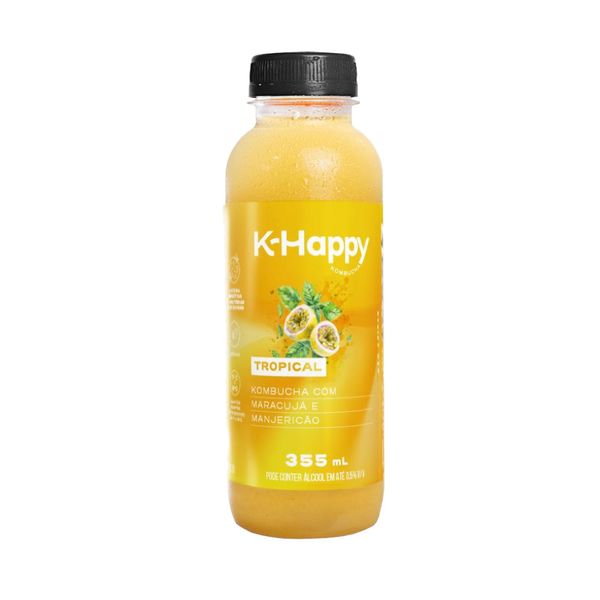 Bebida Kombucha K-happy Sabor Maracujá e Menjericão Garrafa 355ml