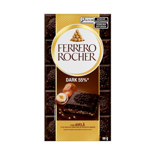 Chocolate Ferrero Rocher Dark 55% Cacau Avelã Embalagem 90g