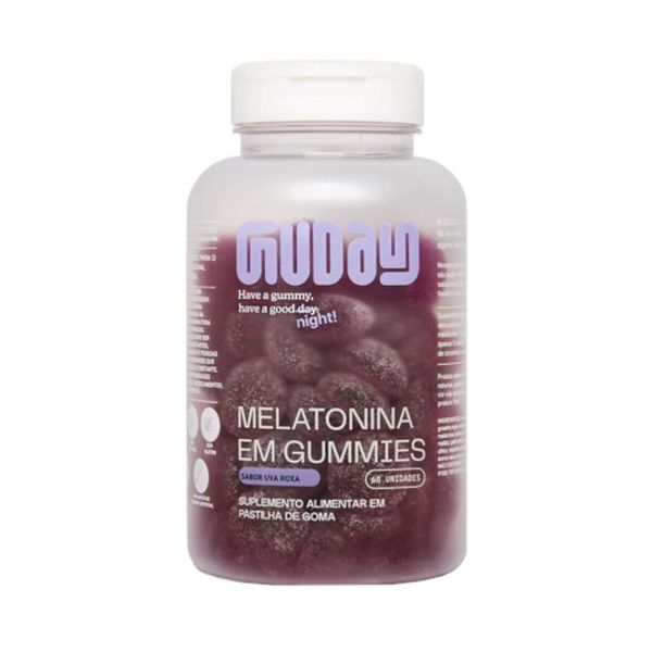 Suplemento Alimentar em Pastilha Guday Melatonina em Gummies Sabor Uva Contém 60 Unidades
