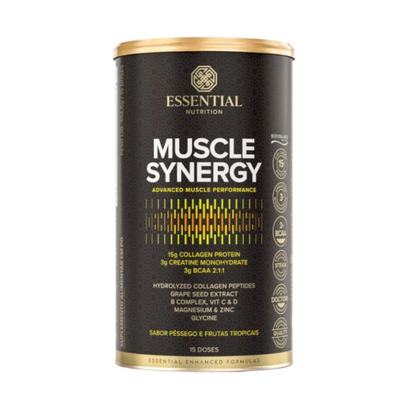 Suplemento Alimentar Essential Muscle Synergy Sabor Pêssegos e Frutas Tropicais Lata 454,5g
