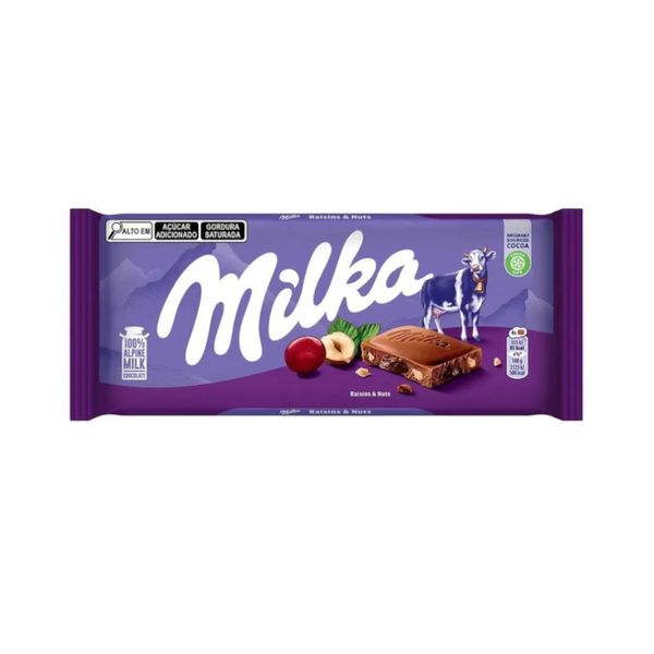 Chocolate em Barra Milka Avelã e Uvas Passas Embalagem 100g