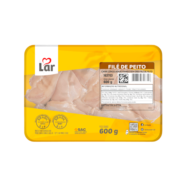 Filé de Peito Frango LAR congelado bandeja 600g