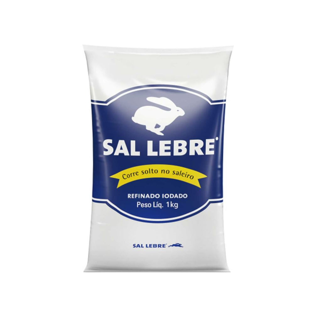 Sal Refinado LEBRE Iodado Pacote 1kg