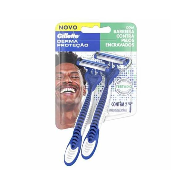 Aparelho de Barbeador Gillette Derma Proteção com Barreira Contra Pelos Encravados Contém 2 Unidades