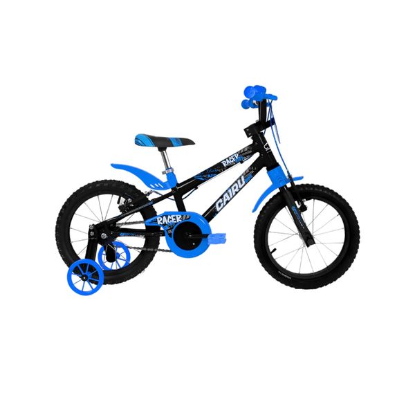 Bicicleta Infantil CAIRU Masculino MTB Racer Kids Preto e Azul Aro 16