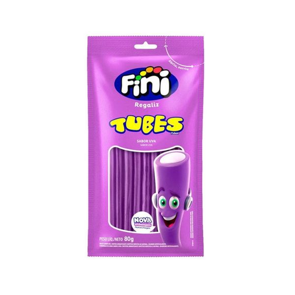Balas de Gelatina Fini Tubes Sabor Uva Embalagem 80g Bala de Gelatina Fini Tubes Sabor Uva Embalagem 80g