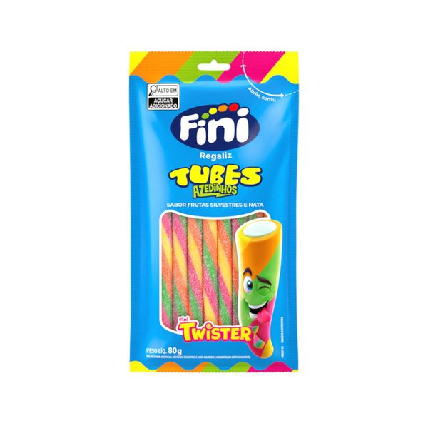 Balas de Gelatina Fini Tubes Azedinhos Sabor Frutas Silvestres e Nata Embalagem 80g Bala de Gelatina Fini Tubes Azedinhos Sabor Frutas Silvestres e Nata Embalagem 80g