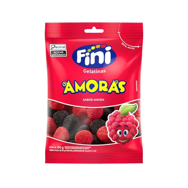 Balas de Gelatina Fini Sabor Amora Embalagem 80g