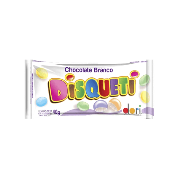 Chocolate Branco DISQUETI Colorido pacote 40g