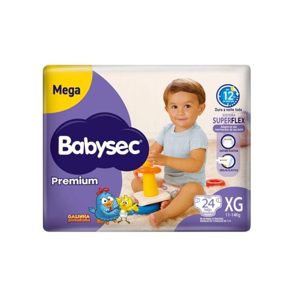 Fralda Descartáveis Mega BABYSEC Premium XG Galinha Pintadinha Pacote 24un