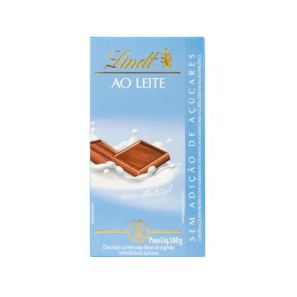 Chocolate em Barra Ao Leite Lindt Lindor Sem Açúcar Embalagem 100g