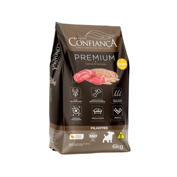 Ração para Cães Filhotes CONFIANÇA Sabor Carne e Cereais Pacote 6kg