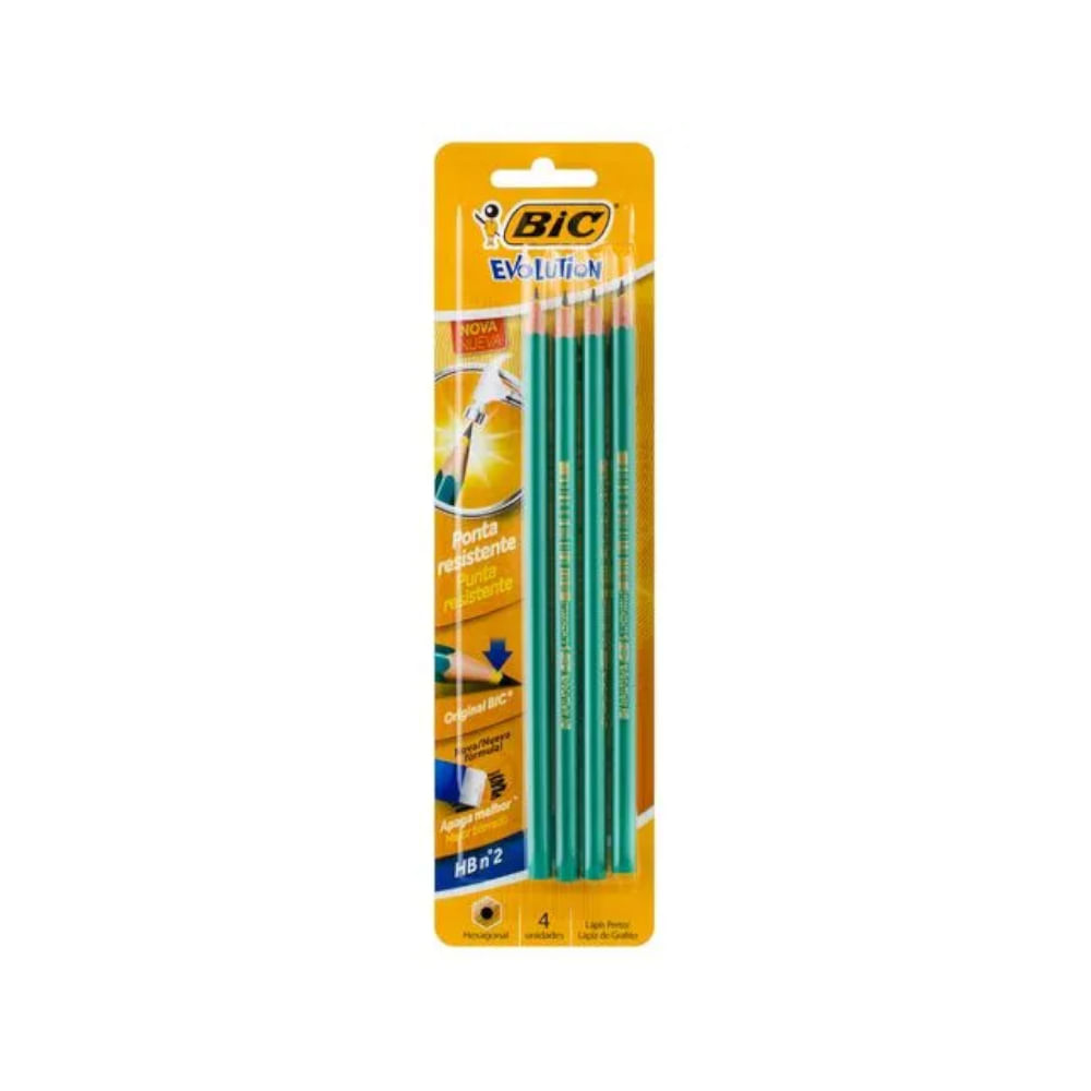 Lápis Verde BIC Evolution Sem Borracha Caixa 4un
