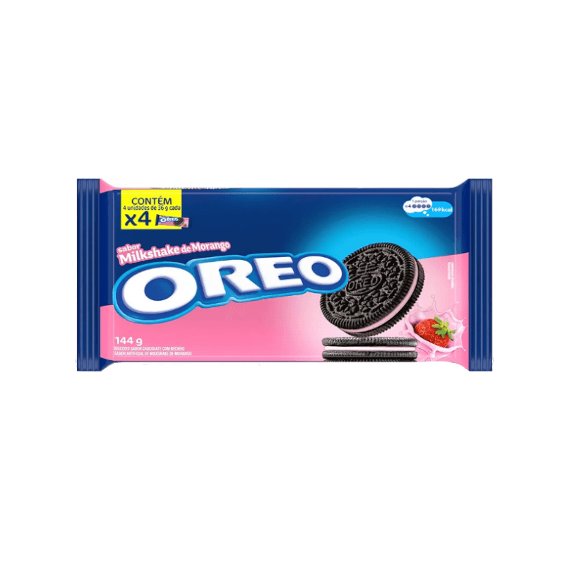 Biscoito Recheado Oreo Sabor Milkshake de Morango Pacote 144g