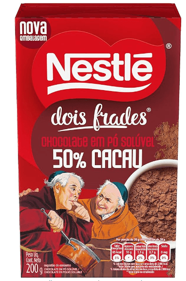 Chocolate em Pó Solúvel 50% Cacau Nestlé Dois Frades 200g