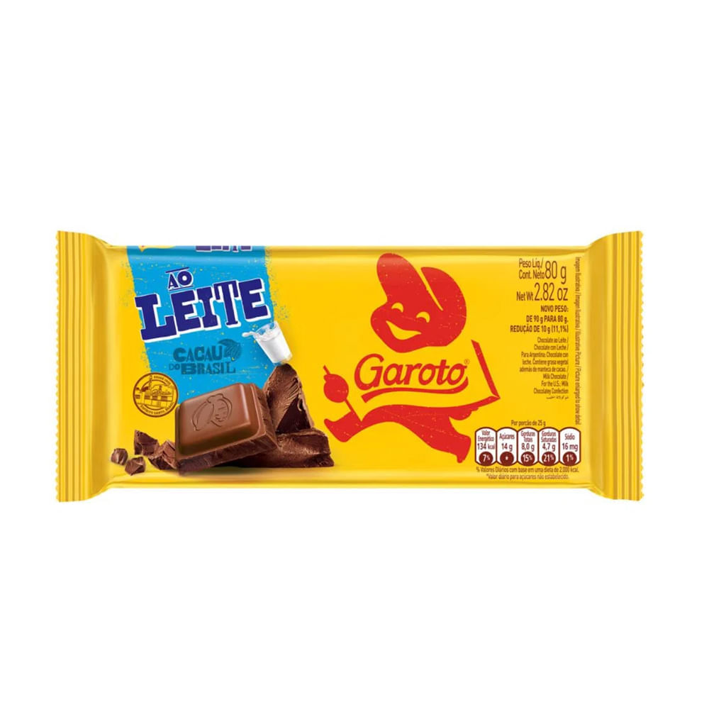 Chocolate Garoto Ao Leite Tablete 80g