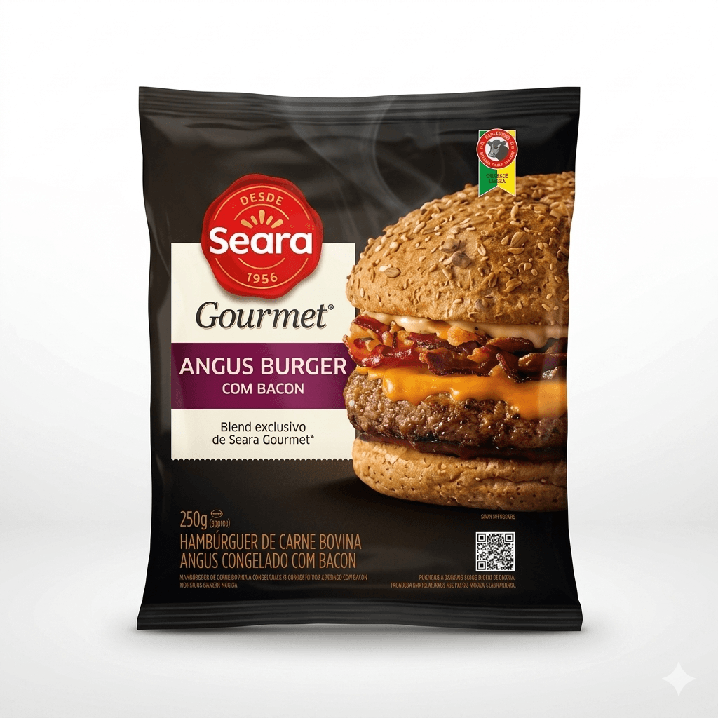Hambúrguer de Carne Bovina Angus com Bacon Blend Seara Gourmet Pacote 150g
