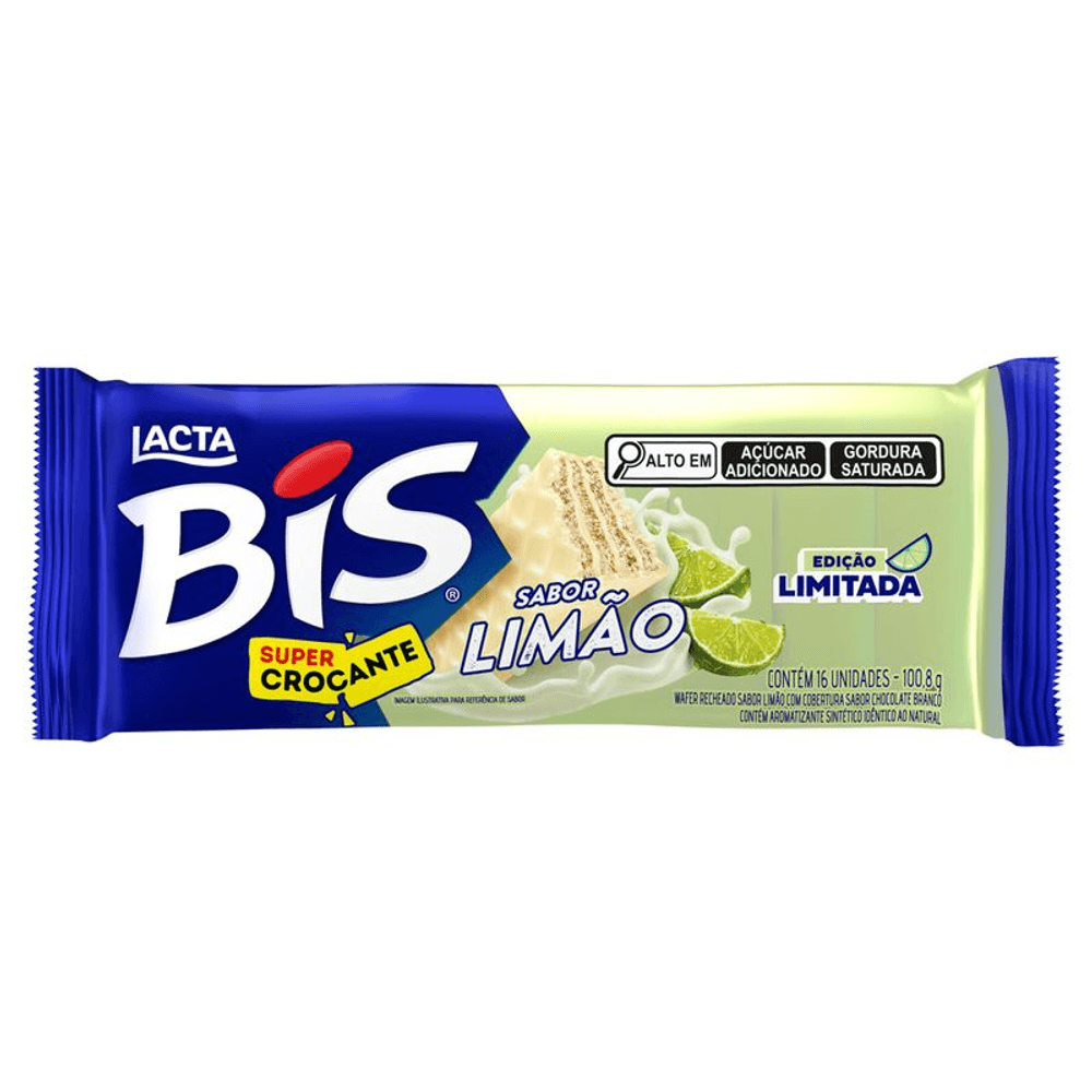 Chocolate Bis Limão Lacta com Cobertura de Chocolate Branco 100,8g - Edição Limitada